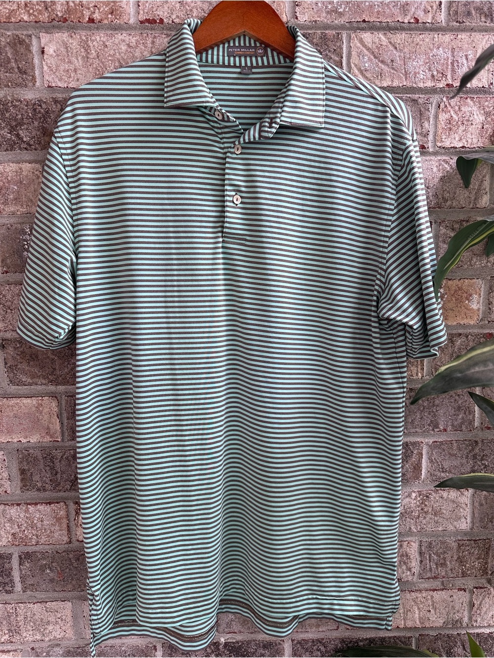 Peter Millar Mint Thin-Stripe Polo Palmetto Dunes Summer Comfort Large